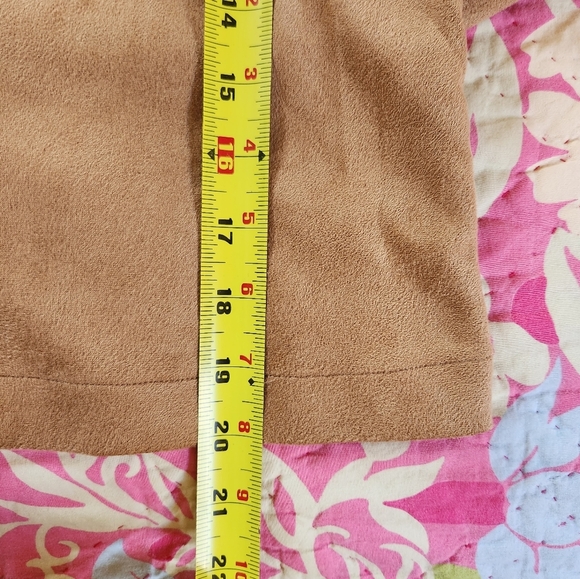 Banana Republic Tan Vegan Suede Belted Long Sleeve Swing Top Stretchy Casual XS - Picture 9 of 10